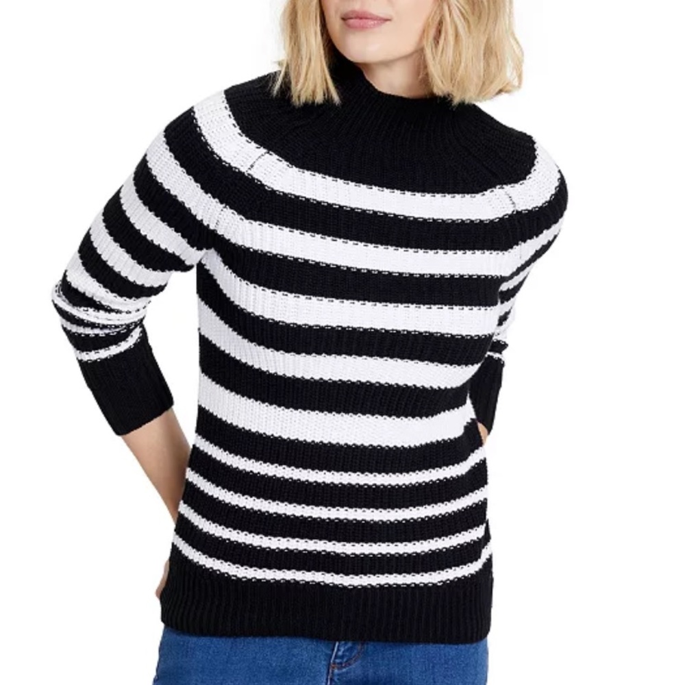 Style Co. Striped Funnel Neck Sweater, New with Tags